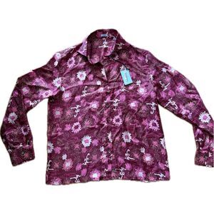 NWT Malo Shirt Men’s Size 46 (XL) Pink with Floral Design 100% Silk
